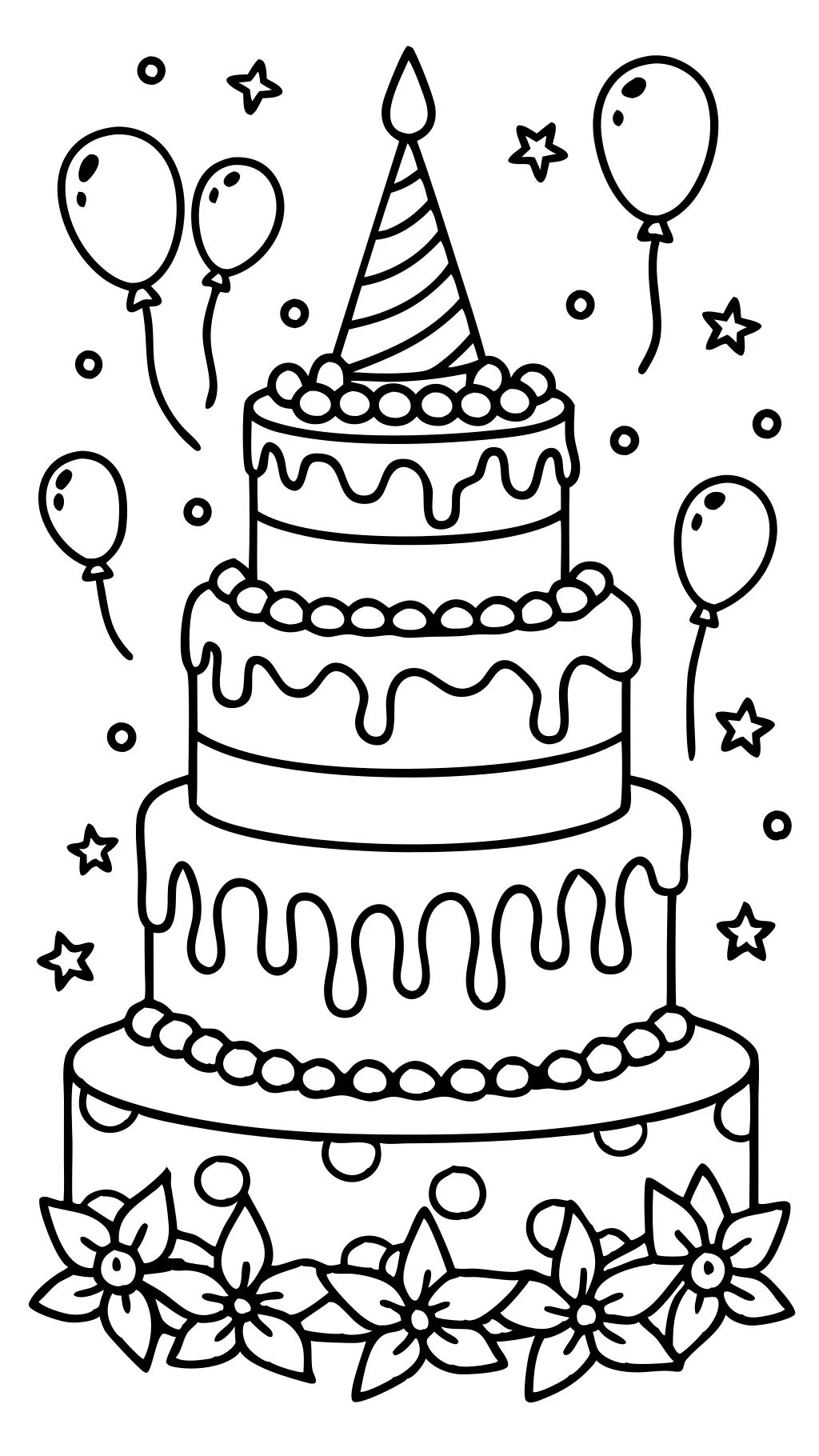 free birthday cake coloring page